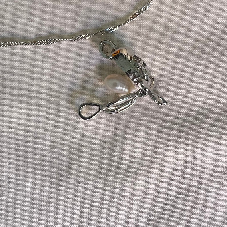 Skulls Necklace With Pearl, Caged Pearl necklace, Skull Sterling silver necklace with freshwater pearl image 8