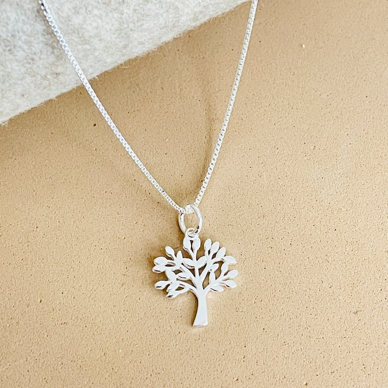 Sterling Silver Tree of Life Necklace, Flat Charm Pendant Image 6