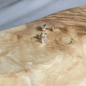 Dainty Sterling Silver Square Stud Earrings, Geometric Post Earrings Image 9