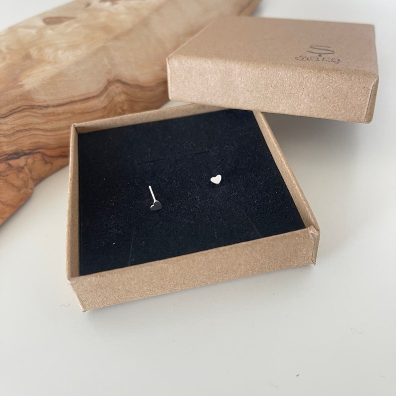 Sterling silver studs earrings | Heart silver earring | easy to wear Image 3