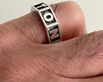 Personalized  Solid Silver Rings, Custom Name Ring, Silver Name Ring, Engraved Silver Ring, Perfect Gifts for Him and Her Image 1