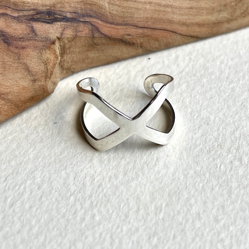 Sterling Silver Infinity Ring, Open Midi Ring, Promise Ring Image 3