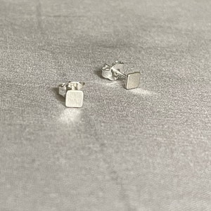 Dainty Sterling Silver Square Stud Earrings, Geometric Post Earrings Image 8