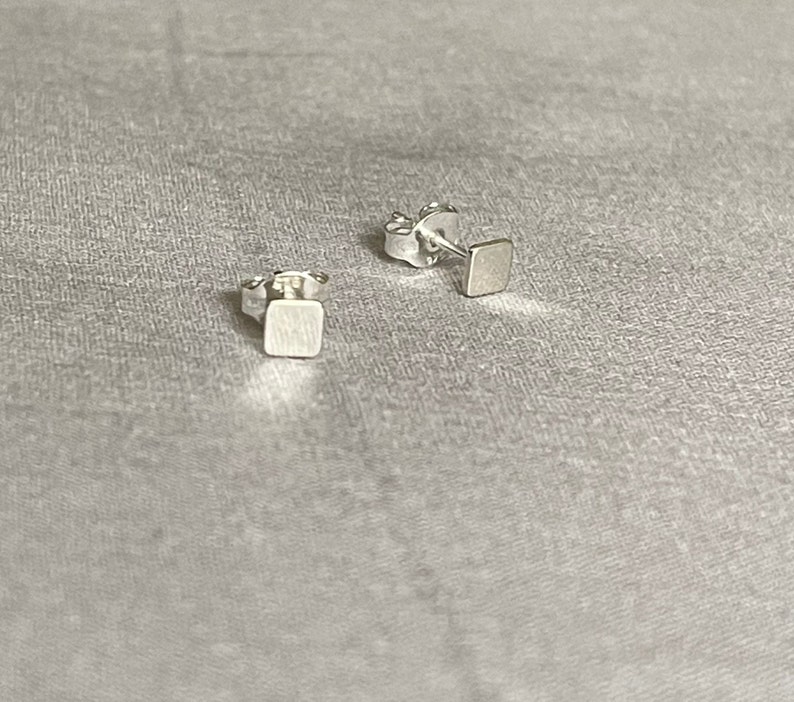 Sterling Silver Square Stud Earrings Image 8