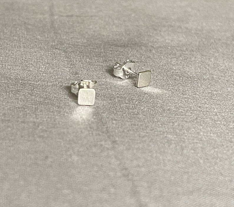 Dainty Sterling Silver Square Stud Earrings, Geometric Post Earrings Image 8