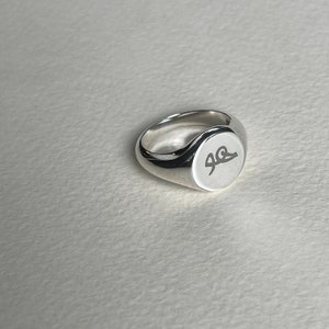 Dainty Sterling Silver Signet Ring, Solid Silver Custom Name Ring For Man Or Women, 925 Sterling Silver Ring Unisex ,Engraved Silver Ring Image 6