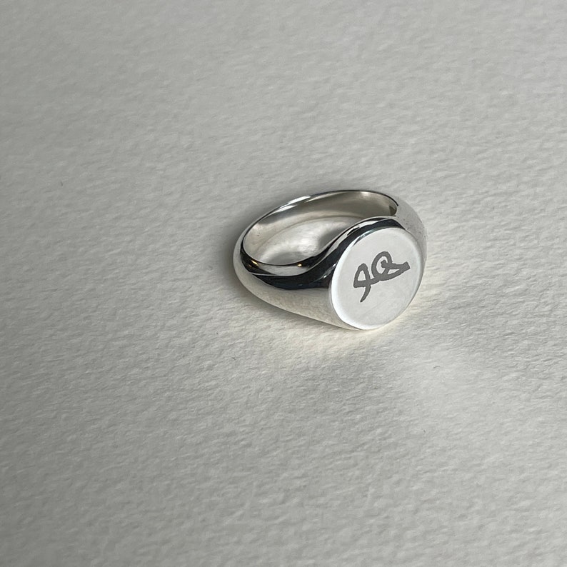 Dainty Sterling Silver Signet Ring, Solid Silver Custom Name Ring For Man Or Women, 925 Sterling Silver Ring Unisex ,Engraved Silver Ring Image 6