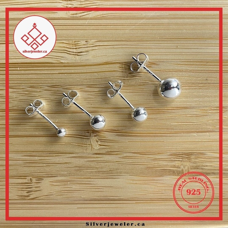 Minimalist 925 Silver Ball Studs - Subtle Elegance Image 1