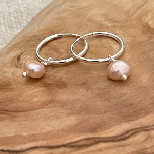 Silver pearl drop earring, dangle & drop earring, silver earring image 5