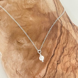 Elegant Silver Necklace with Pearl Pendant - Dainty Jewelry Gift Image 5