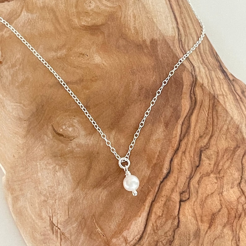 Elegant Silver Necklace with Pearl Pendant - Dainty Jewelry Gift Image 5
