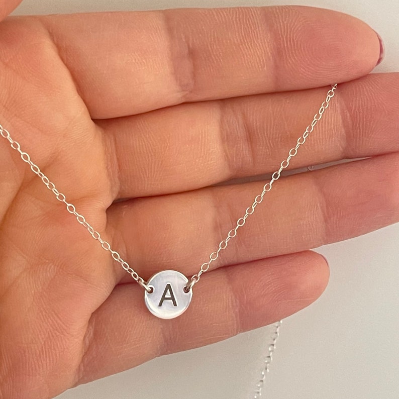 Silver Initial Necklace, Customized Engraved Jewelry Image 6