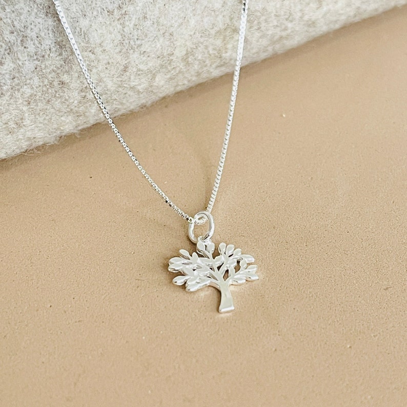 Sterling Silver Tree of Life Necklace, Flat Charm Pendant Image 9