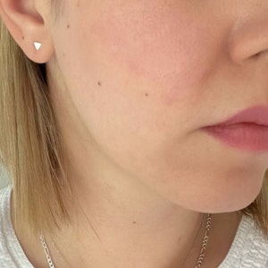 Sterling Silver Tiny Triangle Studs, Geometric Minimalist Earrings Image 6