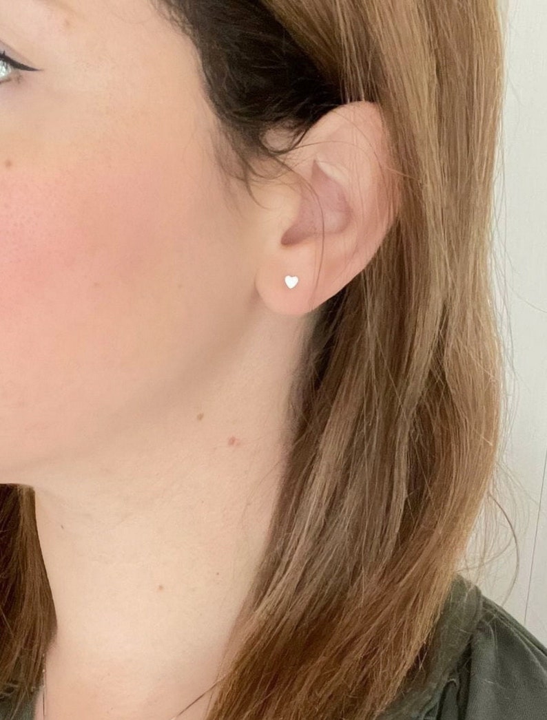 Sterling silver studs earrings | Heart silver earring | easy to wear Image 1