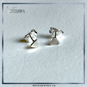 Sterling Silver Tiny Triangle Studs, Geometric Minimalist Earrings Image 3