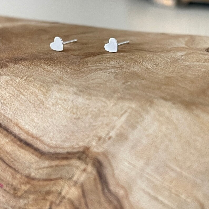 Sterling silver studs earrings | Heart silver earring | easy to wear Image 2