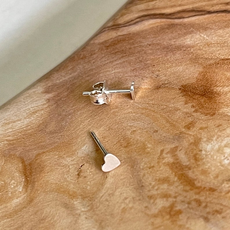 Sterling silver studs earrings | Heart silver earring | easy to wear Image 9