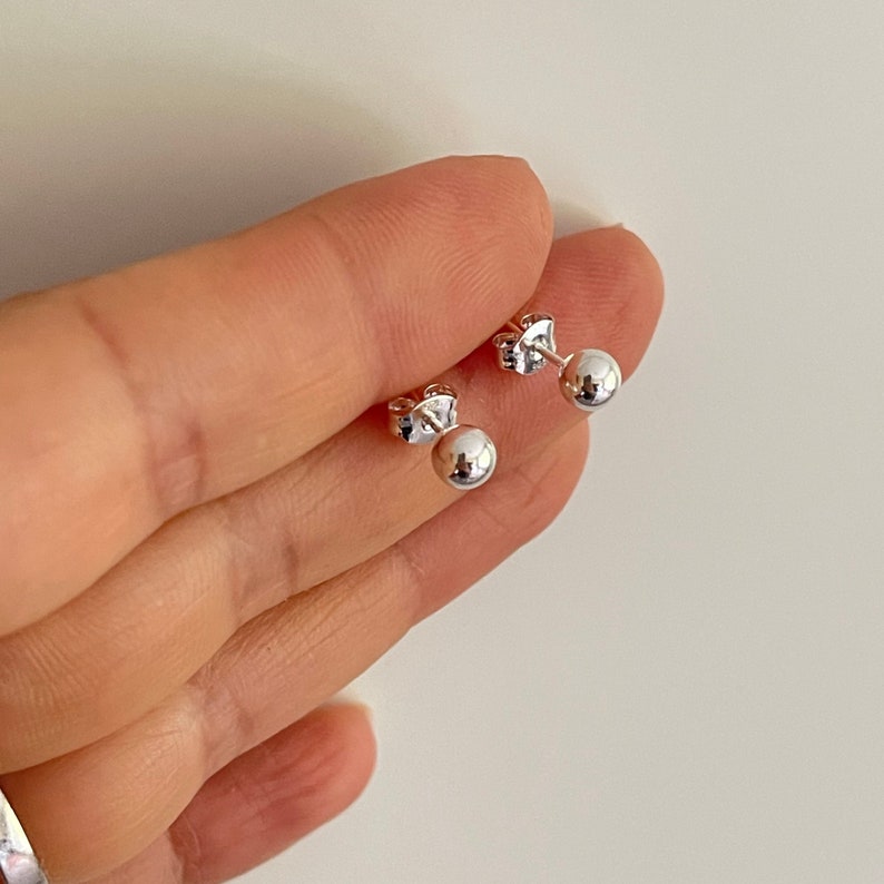 Sterling Silver Ball Earrings, Stud Earrings, Butterfly Backs, Minimalist earrings, Size 1.5 mm- 6mm, Tiny Small and Large Earrings simple image4