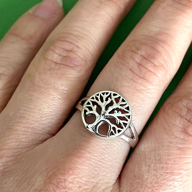 Men's Classic Sterling Silver Tree of Life Ring Timeless Design for Sophisticated Style. Crafted from 925 Silver and Available in sizes6-9 image1