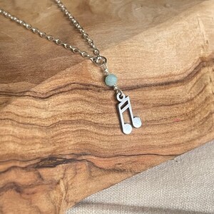 Sterling Silver Musical Note Anklet | Amazonite Stone Image 1