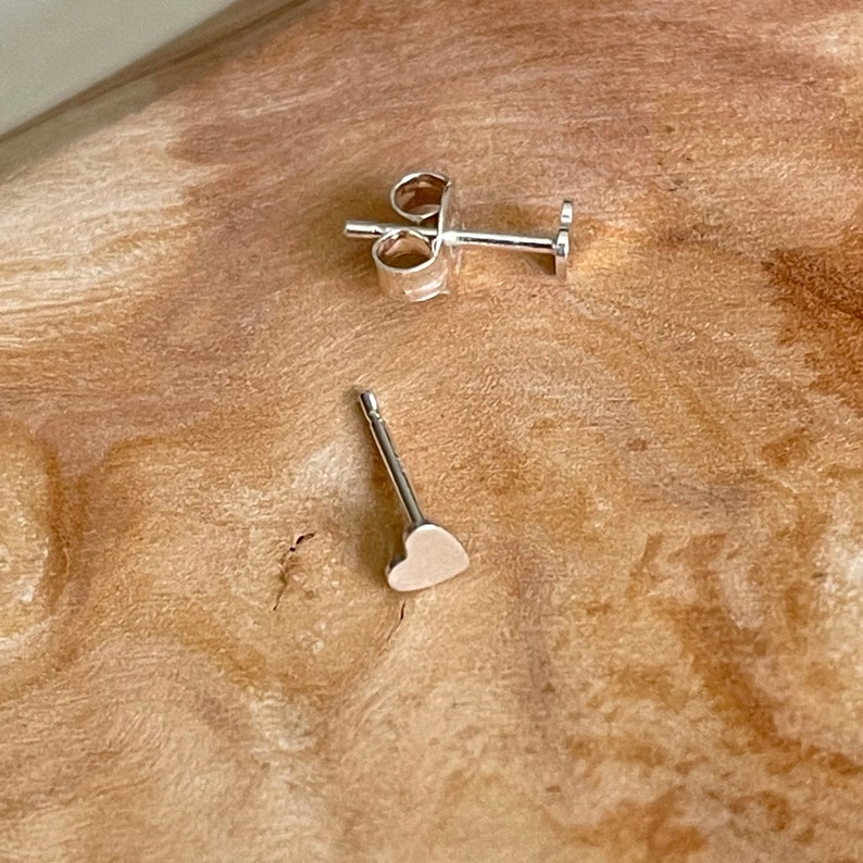 Sterling silver studs earrings | Heart silver earring | easy to wear Image 5