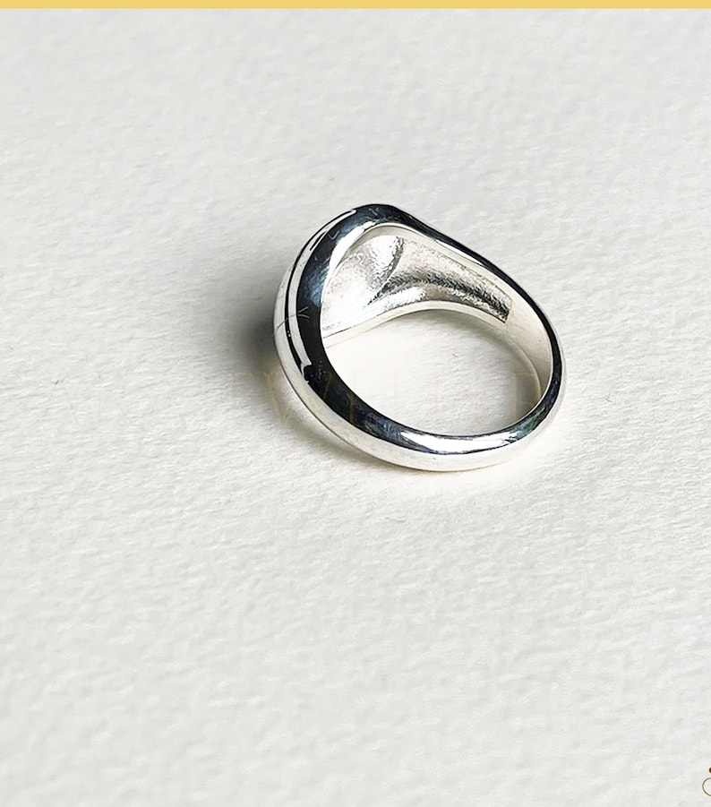 Engraved Sterling Silver Signet Ring, Classic Unisex Design Image 9