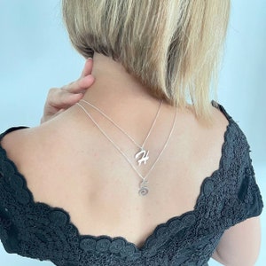 Dainty Sterling Silver Initial Necklace, Personalized Letter Jewelry Image 4
