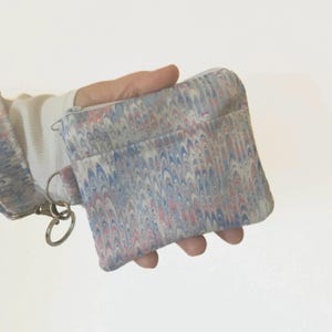Vintage designer fabric Wristlet keychain wallet, Card case keychain, Coin purse with  wrist lanyard attached, stylish  gift