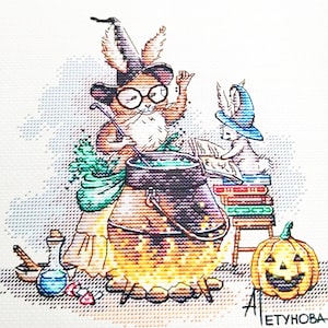 Halloween Hasen Kreuzstich Kit / / Halloween Komplette Kreuzstich Kit / Halloween Bastelobjekt