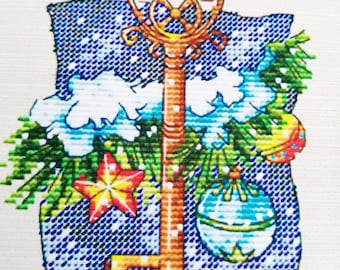 Winter Key Cross Stitch Kit / Key to Christmas Cross Stitch Kit / Christmas Cross Stitch kit/   Christmas Sewing Kit