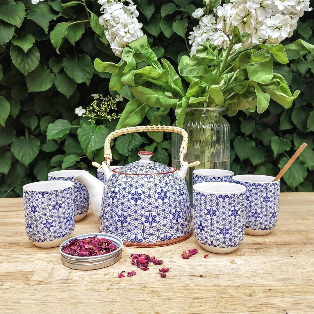 Ceramic Teapot Set With Infuser, Tea Cups, Herbal Tea, Loose Leaf Tea