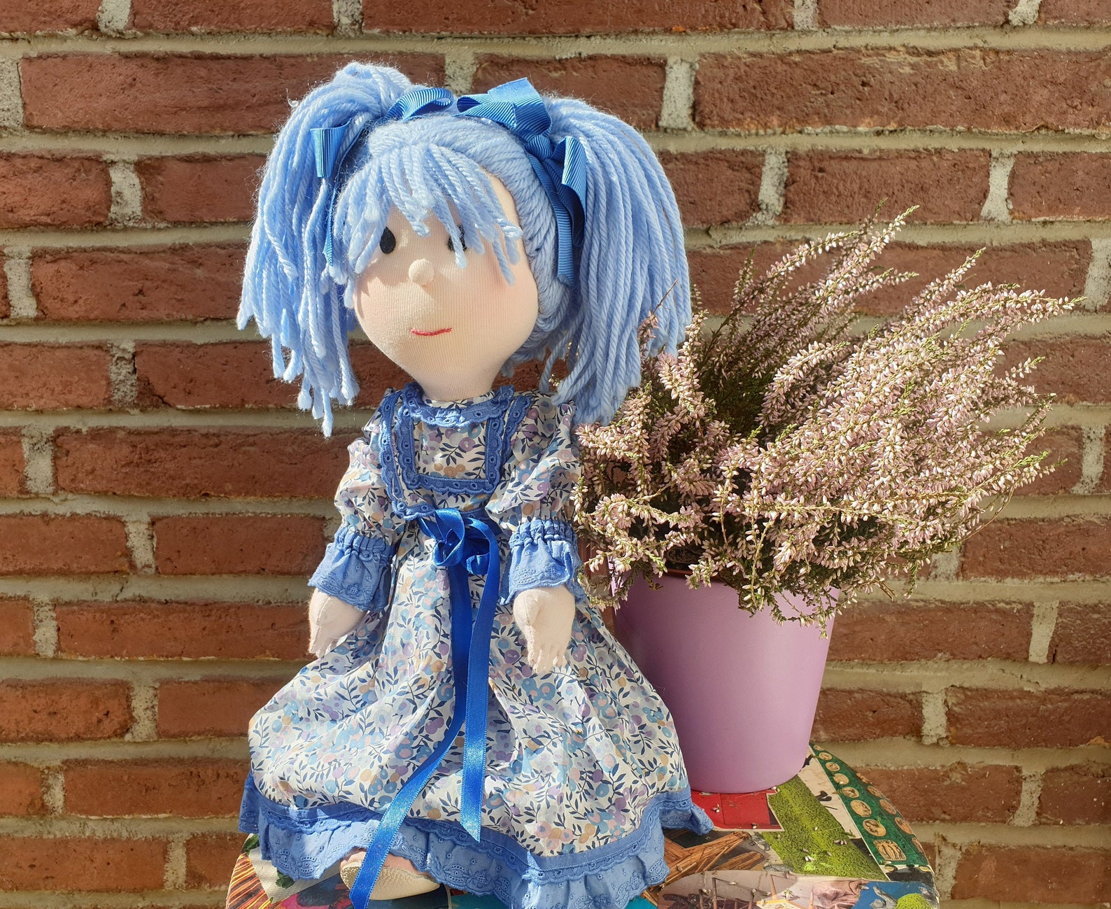 Rag Doll with Blue Hair and Bow - wide 1