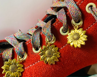 Gold Sunflower Roller Skate Charm, Shoe Accessories