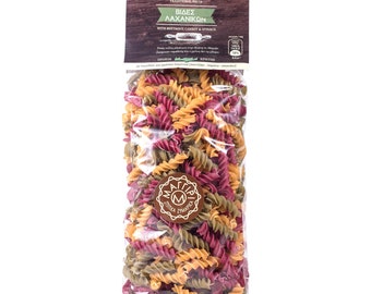 Greek Homemade Fusilli with Vegetables with semolina and fresh beetroot, carrot and spinach 400g
