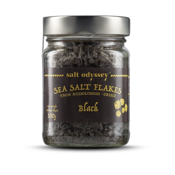 Sea Salt Flakes Jar Black Luxurious Pyramidshaped Salt 100 Etsy