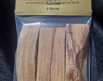 3 Extra Thick Premium Palo Santo Sticks  "Holy Wood" Clears Bad Energy, Provides Spiritual Protection & Brings Good Luck!