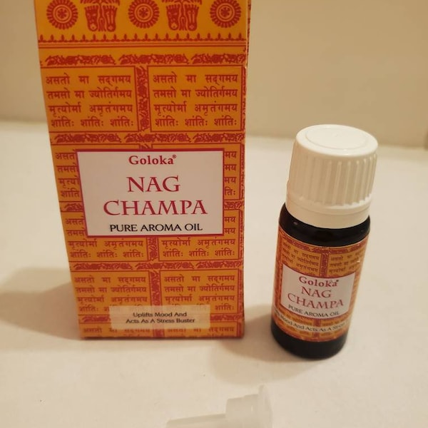 Nag Champa Pure Essential Aroma Oil by Goloka - Mood Enhancing and a Stress Buster!