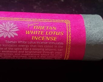 Ancient Tibetan White Lotus Stick Incense Handmade in Nepal Comes with a FREE Wooden Holder!