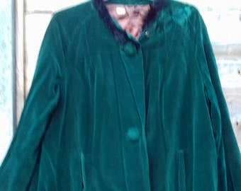 green velvet hooded coat