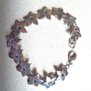 Silver,  Flower bracelet, antique jewellery, antique bracelet, Czech glass, art deco bracelet, something blue, cobalt blue bracelet, vintage