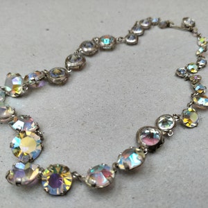 Crystal necklace, vintage crystal necklace, 1940s necklace, rock crystal, party jewellery, vintage necklace, sparkly necklace, bezel set