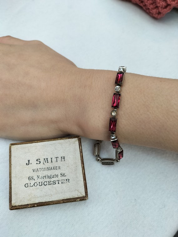 Art deco bracelet, antique jewellery, pink Czech … - image 6