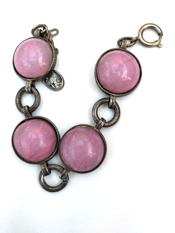 Vintage Pink Stone Bracelet, Miracle Bracelet. 1970s Boho