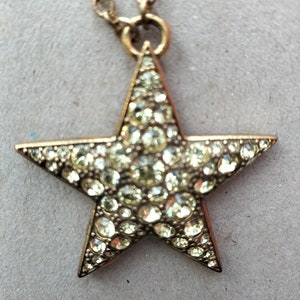 Colgante de estrella vintage, colgante de estrella con diamantes de imitación, colgante de estrella brillante, colgante de estrella de 5 puntas, colgante de estrella grande, joyería de diseño vintage