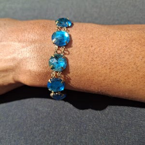 Czech glass bracelet, 1930s, genuine antique, brass backed, art deco jewellery,  art deco blue, bracelet, 1930 art deco, blue art deco,old