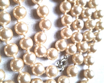 Collar vintage de perlas color crema, estilo charlestón, perlas de los años 30