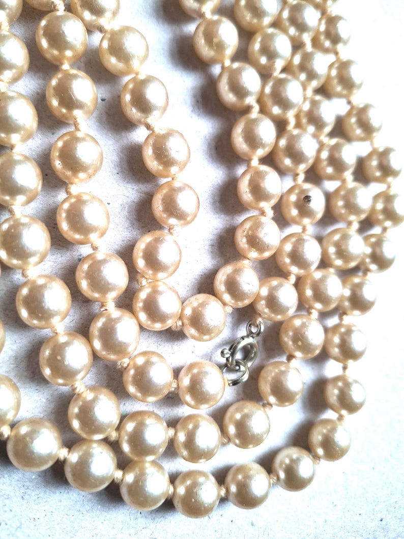 Vintage Cream Pearl Necklace, Long Flapper Style, 1930s Pearls - Etsy
