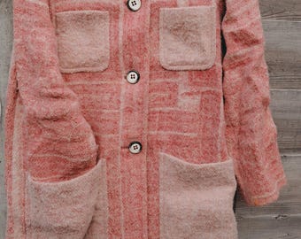 Pink coat, designer vintage long wool coat, pink wool coat, alpaca mix coat, vintage fashion, vintage coat,