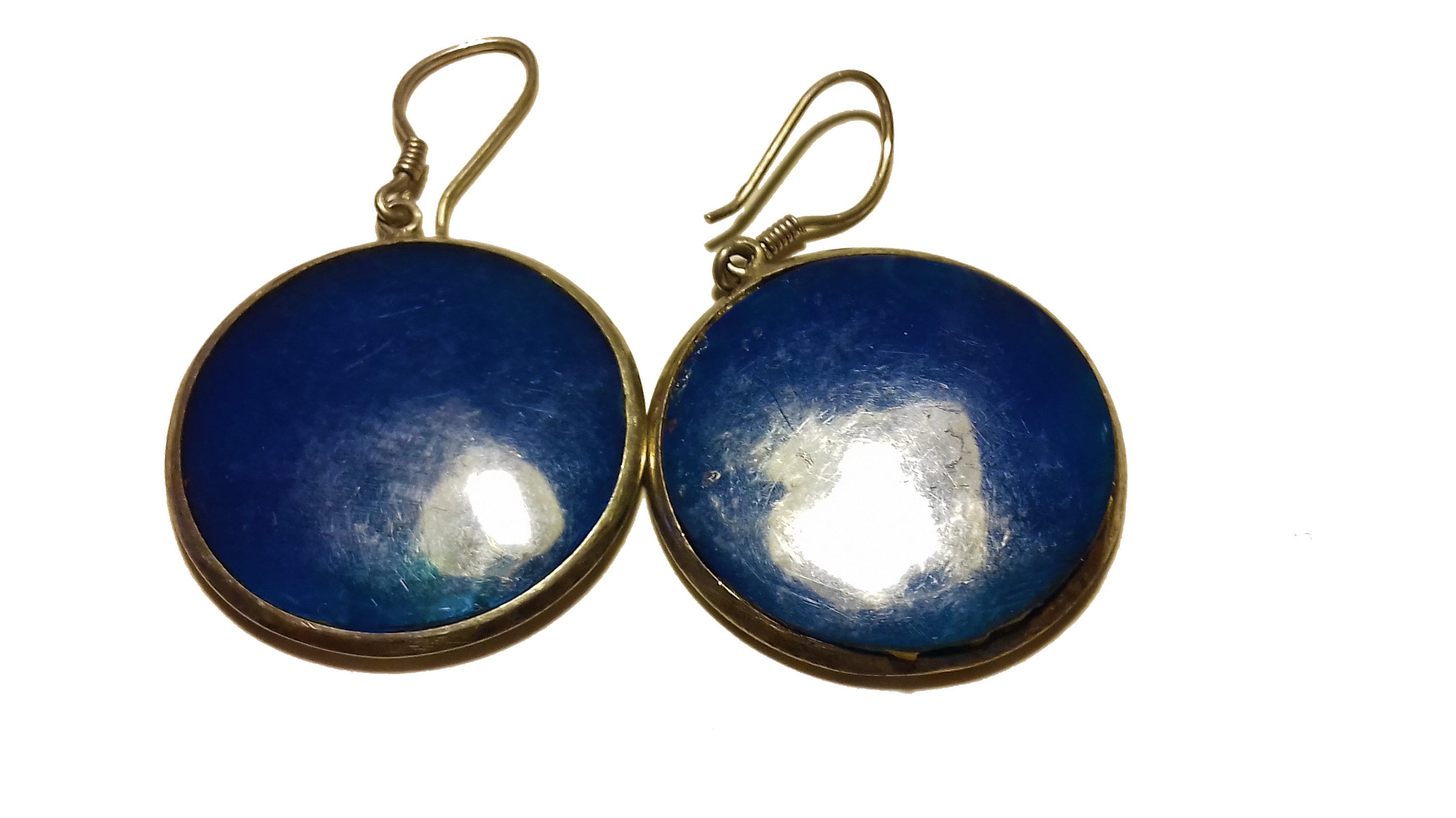 Boucles D'Oreilles Percées Cœur Nacre (Abalone) - Couleur Argent - Style Rétro - Occasion